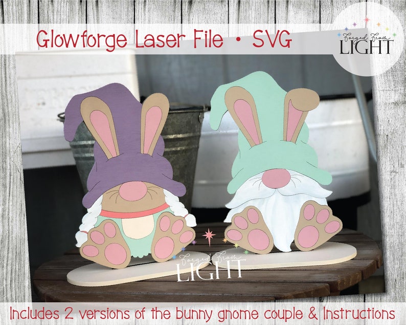 Download Layered Bunny Rabbit Gnome Couble SVG Glowforge Laser File ...
