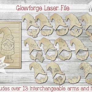 Interchangeable Gnome Shiplap Sign - Scandinavian Gnome Arms Shapes Hats Holiday Seasonal Themes - SVG - Digital Glowforge Laser Cut Design