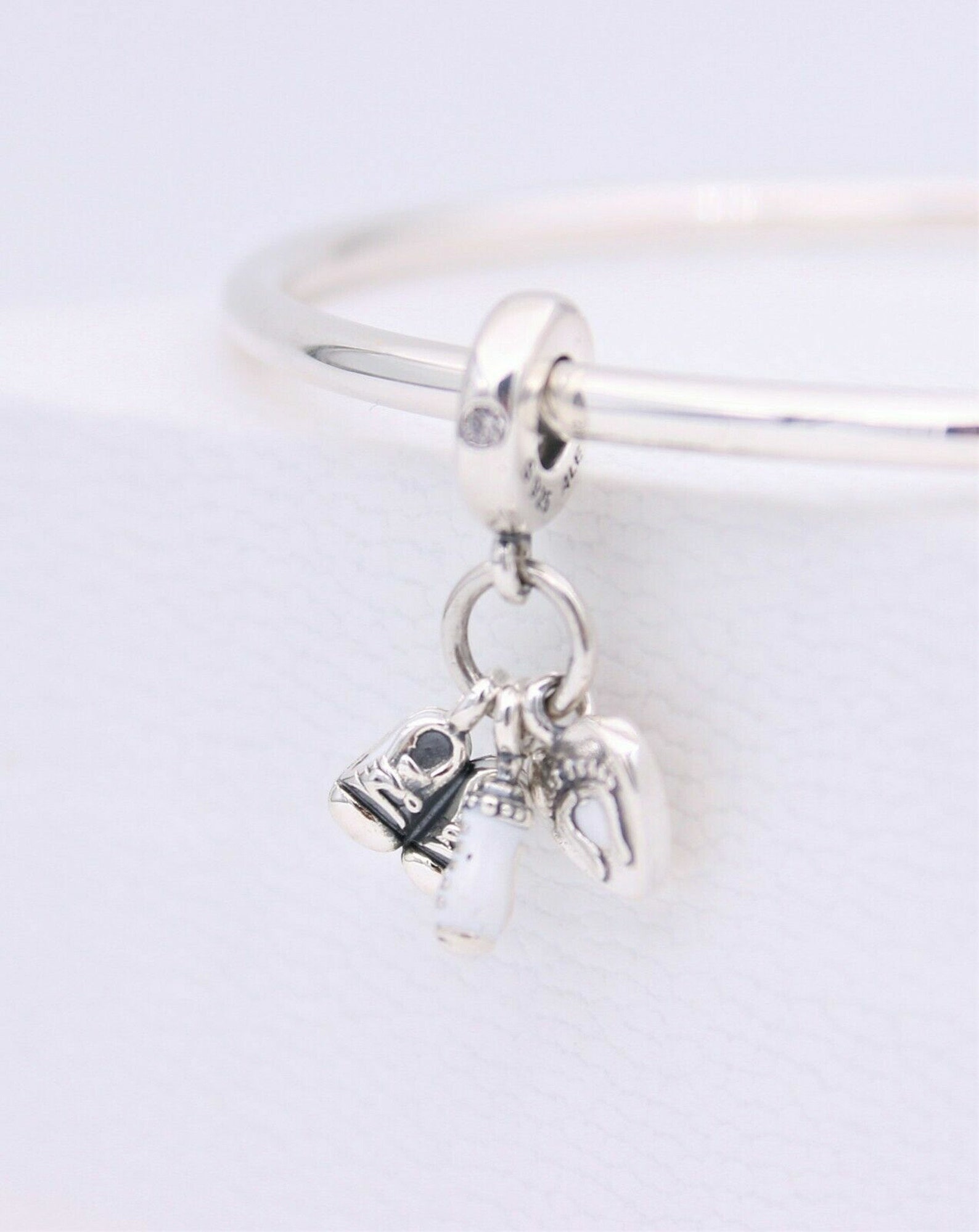 New Authentic PANDORA Baby Bottle & Shoes Dangle Silver Charm Etsy