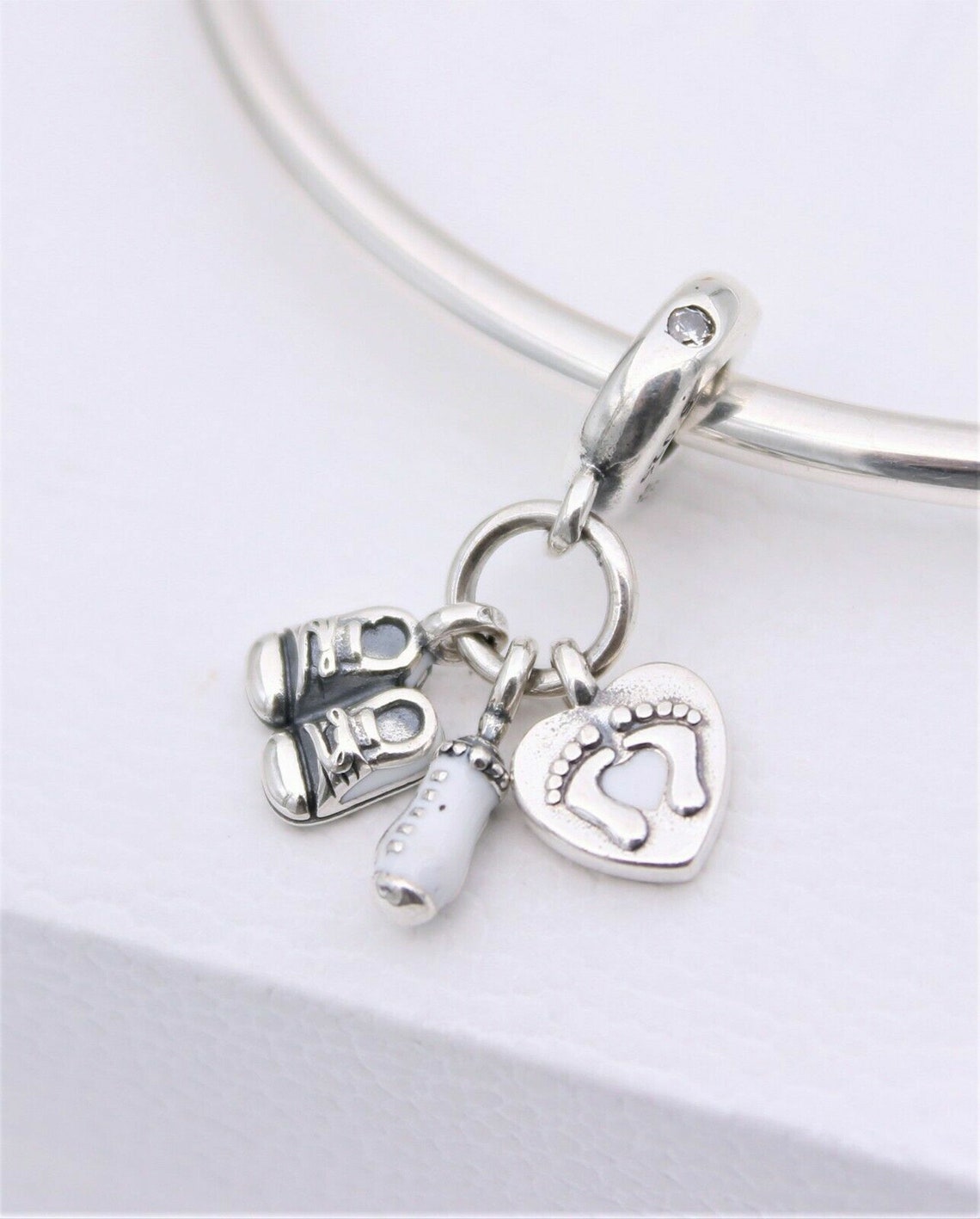 New Authentic PANDORA Baby Bottle & Shoes Dangle Silver Charm Etsy