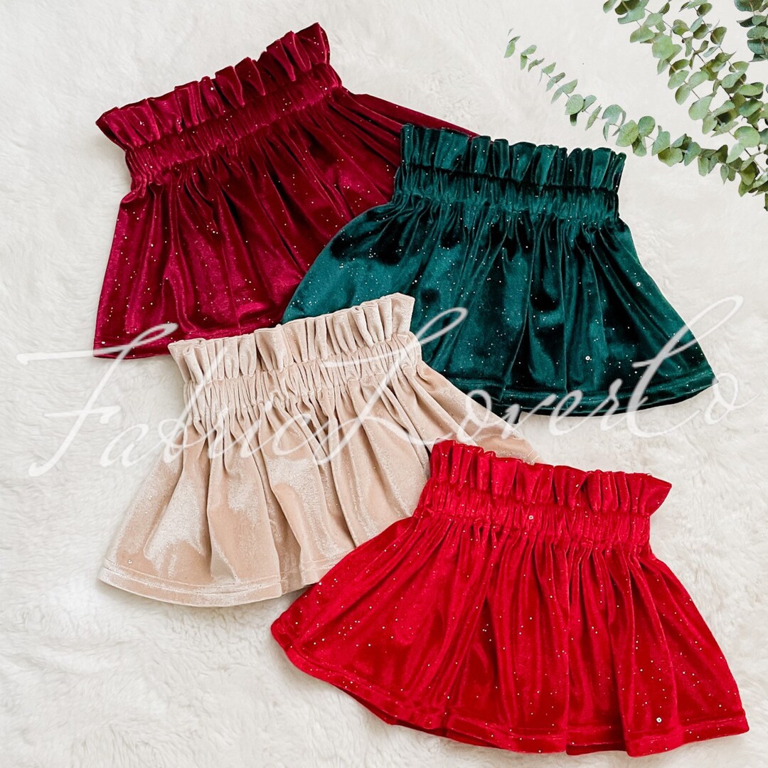 RTS Retail Baby Girl Ruffle Top Glitter Velvet Skirt Ships Etsy