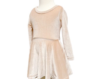 CREAM Baby Girl Solid Velvet Dress (Not Glitter)