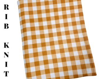 RTS Fabric, Christmas RIB KNIT By The Yard/ 220GSM Ribbed Knit/ Fabric By The Yard/ Brittany Frost Designs/ Gingham Rib Knit