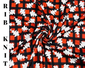 RTS Fabric, Christmas RIB KNIT By The Yard/ 220GSM Ribbed Knit/ Fabric By The Yard/ Brittany Frost Designs/ Christmas Plaid Rib Knit Fabric