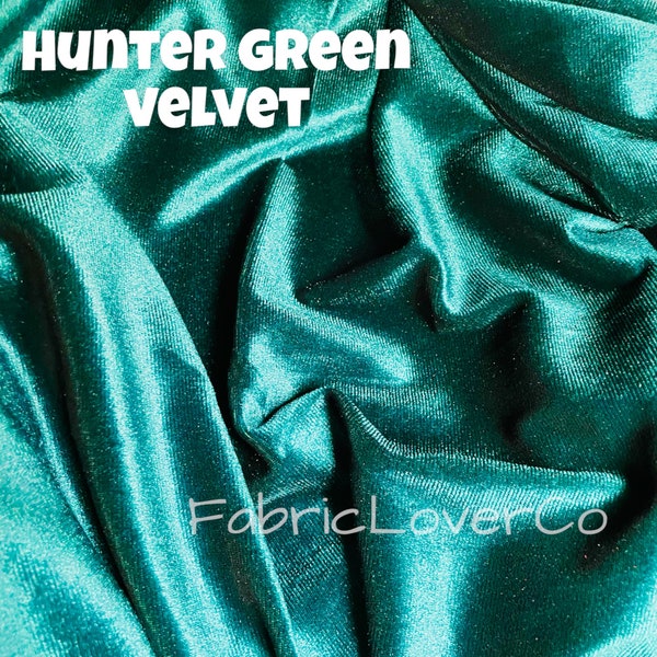 SOLID HUNTER GREEN - Velvet Fabric By The Yard, Half Yard, Velvet Fabric, Christmas Velvet Fabric, Ships 1-2 Business Days.