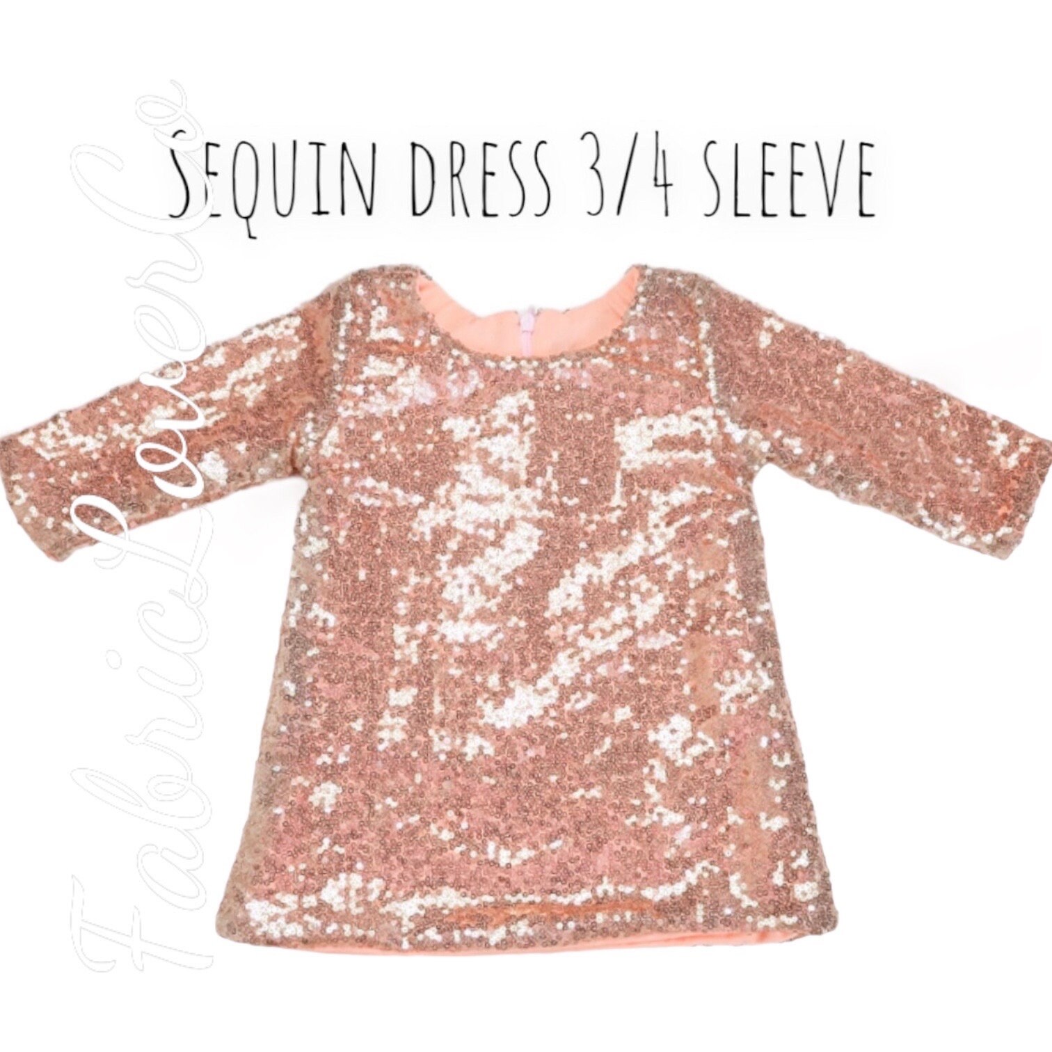 rose gold sequin shirt dress Baby Girl 3/4 Sleeve Prom