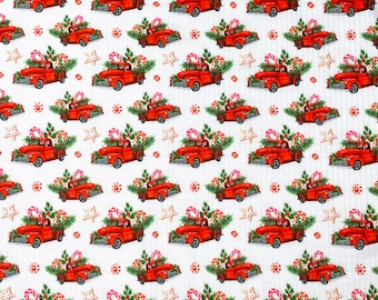 RTS Fabric, Christmas RIB KNIT By The Yard/ 220GSM Ribbed Knit/ Fabric By The Yard, Ships 1-2 Business Days.