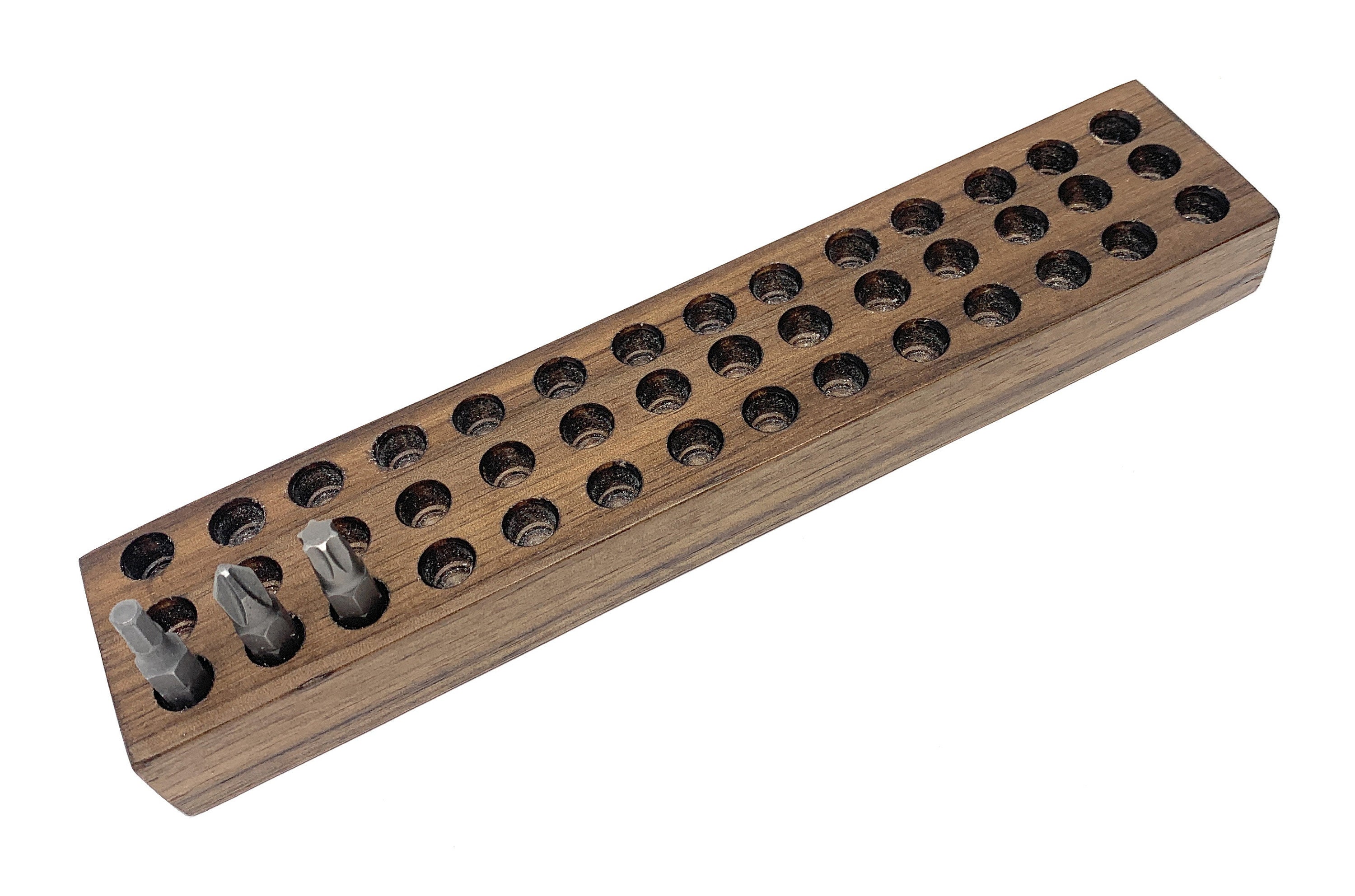 Wooden Screwdriver Rack Handmade Wooden Screwdriver Bits Organizer Holder Tray - Hold 42 Bits ...