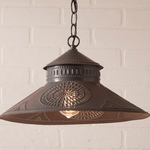 Betsy Ross Lamp Shade With Chisel in Kettle Black Punched Tin Etsy