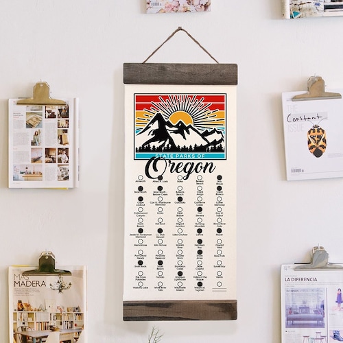 OR State Park Checklists WITH Pen // Oregon State // Canvas Etsy
