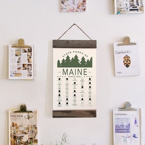 ME State Park Checklist WITH Pen // Travel Maine Adventure // ME Bucket List Vacation Hiking Gift // Maine Camp Explore Travel Decor