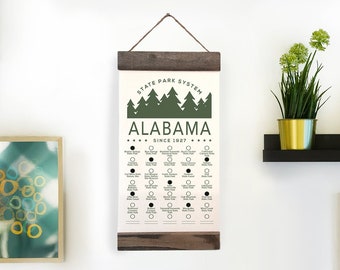 AL State Park Adventure Checklist WITH Pen // Alabama State Park // Travel Alabama Gift // Hiker / Decor / Art / Camp / Bucket List