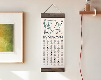 National Park Checklist WITH Pen, National Park Gift, Hiker Gift, US National Parks, Travel Adventure, Check List, NPS Bucket List, Map