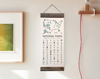 National Park Checklist WITH Pen, National Park Gift, Hiker Gift, US National Parks, Travel Adventure, Check List, NPS Bucket List, Map