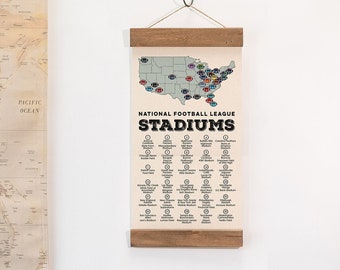 NFL Checklist with Pen, US Football Bucketlist, Travel Adventure, Check List, National Football League Bucket List, Map