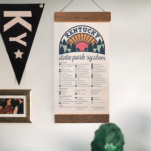 KY State Park Checklists WITH Pen // Kentucky State / Canvas Hanging Sign / Handmade Adventure Gift / Experience Explore / Multiple Designs