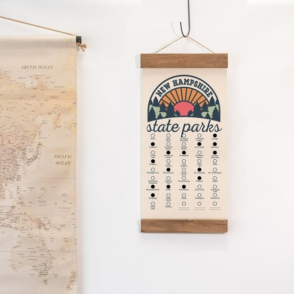 NH State Park Adventure Checklist WITH Pen // New Hampshire State Park // Travel New Hampshire Gift // Home Decor Wall Art // Camp Hike NH