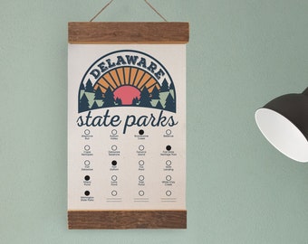 DE State Park Adventure Checklist WITH Pen // Delaware State Park // Travel Delaware Gift // Hiker / Decor / Art / Camp / Bucket List