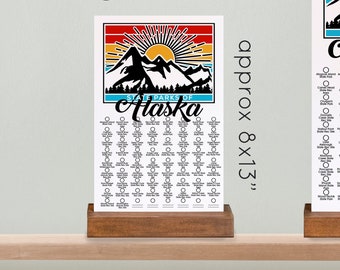 AK State Park Mounted Checklist WITH Pen // Alaska State // Stand Up Sign // Handmade AK Adventure Gift // Tabletop Tent Bucketlist