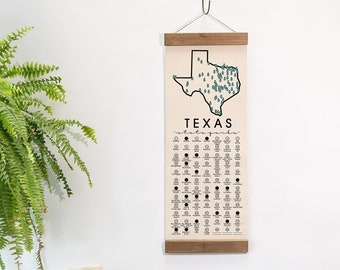 TX State Park Adventure Checklist  WITH Pen // Texas State Park // Travel Texas Gift // Texas Checklist Map // Hiker Gift