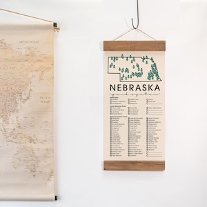 NE State Park Adventure Checklist WITH Pen // Nebraska State Park // Travel Nebraska Gift // Nebraska Checklist Map // Hiker Gift