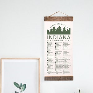 IN State Park Adventure Checklist WITH Pen // Indiana State Park // Travel Indiana Gift // Indiana Checklist // Hiker Gift // Wall Art Map