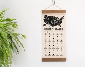 United States Of America Checklist with Pen, USA Gift, Travel Gift, US States, Travel Adventure, Check List, USA Bucket List, 50 States