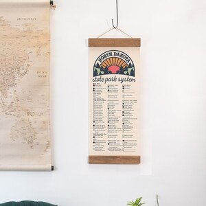 ND State Park Adventure Checklist WITH Pen // North Dakota State Park // Travel ND Gift // Dakotas Checklist // Hiker Gift // Wall Art Map