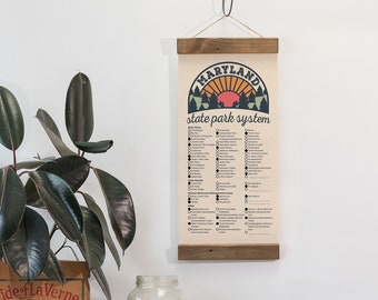 MD State Park Checklist WITH Pen // Travel Maryland Adventure // MD Bucket List Vacation Hiking Gift // Maryland Camp Explore Travel Decor