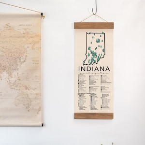 IN State Park Adventure Checklist WITH Pen // Indiana State Park // Travel Indiana Gift // Indiana Checklist // Hiker Gift // Wall Art Map