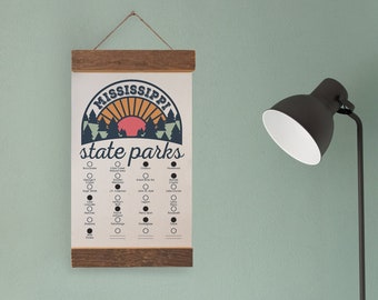 MS State Park Checklists WITH Pen // Mississippi Bucket List // Travel Adventure list // Choose Your Design // Hiker Gift - Camp Decor Art
