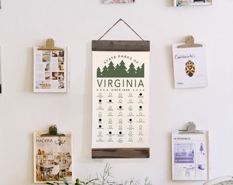 VA State Park Adventure Checklist WITH Pen // Virginia State Park // Travel Virginia Gift // Hiker / Decor / Art / Camp / Bucket List