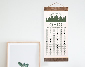 OH State Park Adventure Checklist WITH Pen // Ohio State Park // Travel Ohio Gift // Ohio Checklist Map // Hiker Gift