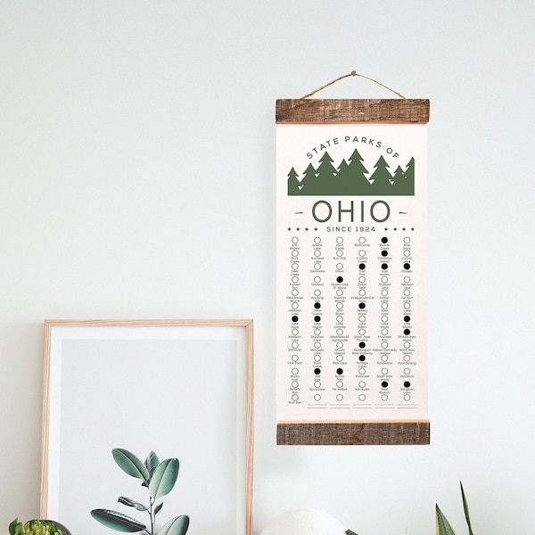 OH State Park Adventure Checklist WITH Pen // Ohio State Park // Travel Ohio Gift // Ohio Checklist Map // Hiker Gift