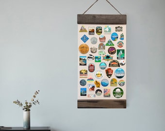 BLANK Canvas Pin or Patch Display Sign, Reclaimed Wood Hanging Display Holder