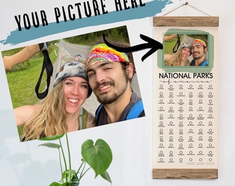 Photo Gift National Park Checklists WITH Pen / Customize with Your Picture / Canvas Hanging Sign / Handmade Adventure / Explore Parks Travel