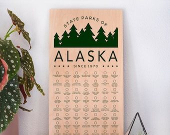 AK State Park Checklists WITH Pen // Alaska State // Wood Wall Hanging // Handmade AK Adventure Gift // Experience Alaska // Explore