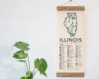 IL State Park Adventure Checklist WITH Pen // Illinois State Park // Travel Illinois Gift // Illinois Checklist Map // Hiker Gift