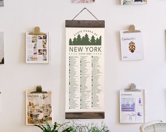 NY State Park Checklists WITH Pen // New York State // Canvas Hanging Sign // Handmade NY Adventure Gift // Experience Explore New York