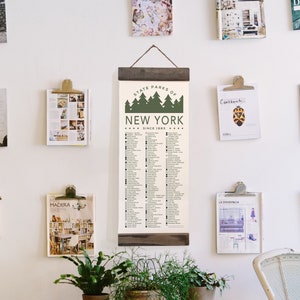 NY State Park Checklists WITH Pen // New York State // Canvas Hanging Sign // Handmade NY Adventure Gift // Experience Explore New York