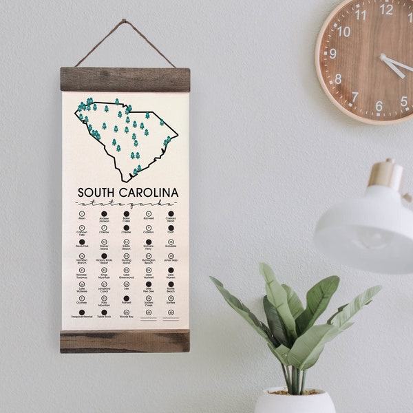 SC State Park Adventure Checklist Map WITH Pen // South Carolina State Park // Travel South Carolina Gift  // Explore SC