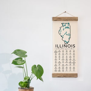 Liste de contrôle d'aventure dans le parc d'État de l'Illinois avec stylo // Parc d'État de l'Illinois // Cadeau de voyage dans l'Illinois // Liste de contrôle de l'Illinois sur la carte // Cadeau pour randonneur