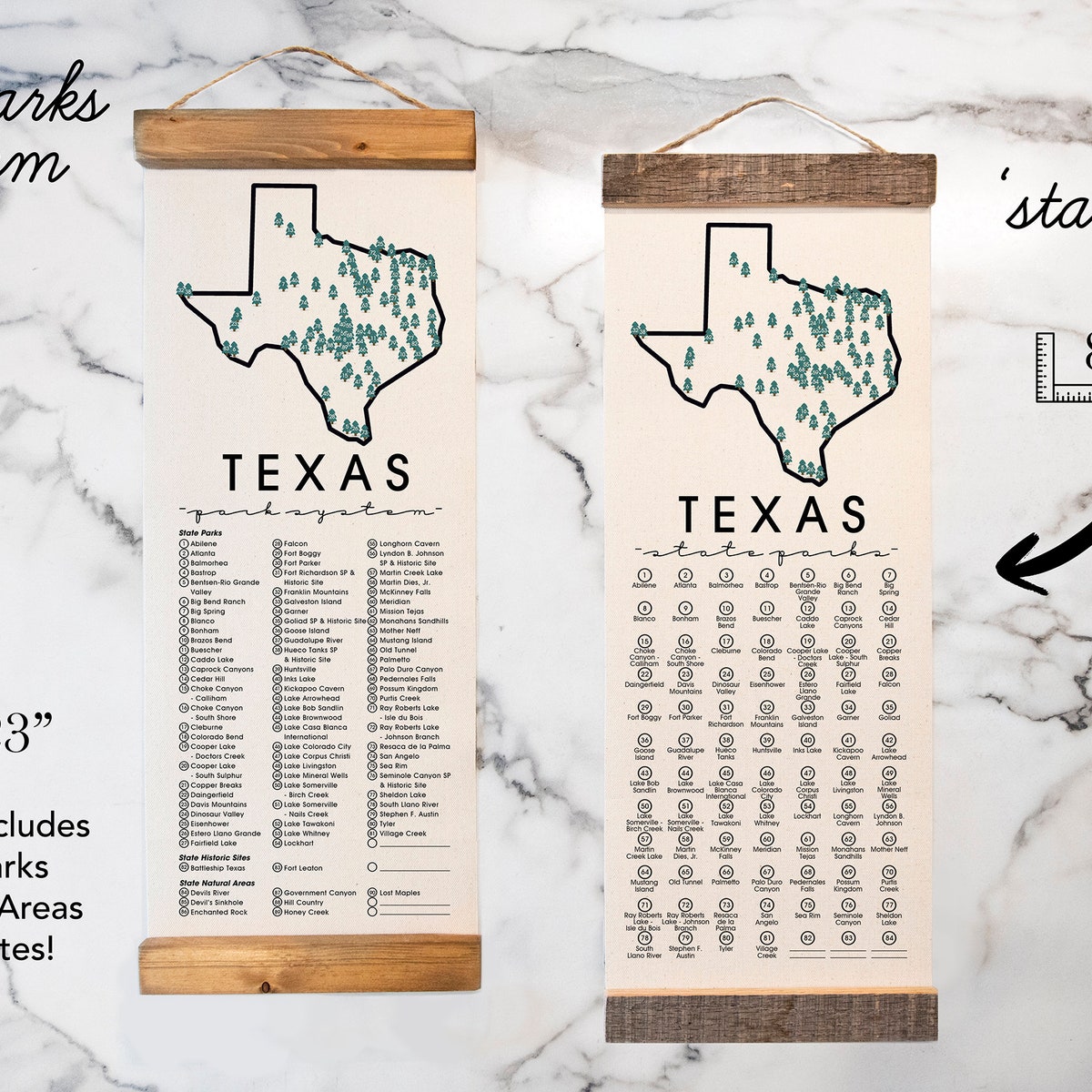 TX State Park Adventure Checklist WITH Pen // Texas State Park // Travel Texas Gift // Texas Checklist Map // Hiker Gift - Etsy