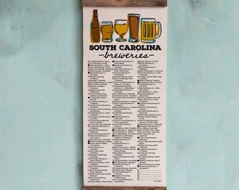 SC Brewery Checklist WITH Pen / South Carolina Beer Bucket List // Travel South Carolina Gift