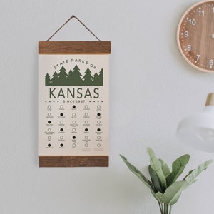 KS State Park Adventure Checklist WITH Pen // Kansas State Park // Travel Kansas Gift // Hiker / Decor / Art / Camp / Bucket List