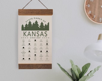 KS State Park Adventure Checklist WITH Pen // Kansas State Park // Travel Kansas Gift // Hiker / Decor / Art / Camp / Bucket List