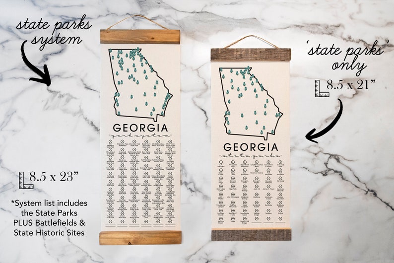 GA State Park Adventure Checklist WITH Pen // Georgia State Park // Travel Georgia Gift Map - Small