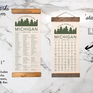 MI State Park Checklists WITH Pen // Pure Michigan // Travel Adventure list // Choose Your Design Pine Trees - Small