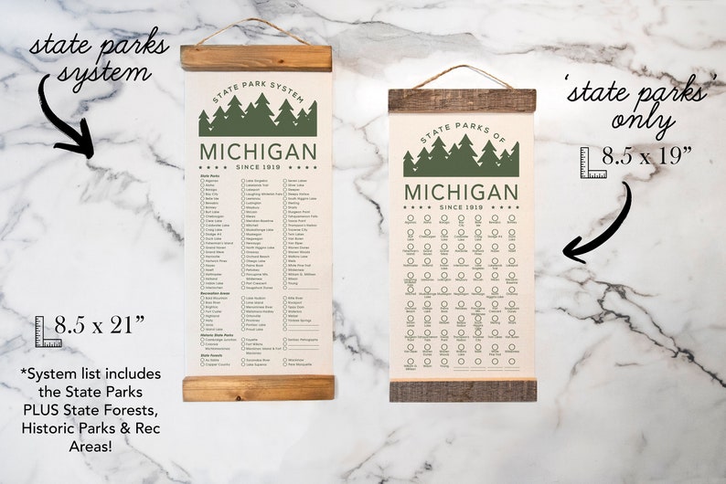 MI State Park Checklists WITH Pen // Pure Michigan // Travel Adventure list // Choose Your Design Pine Trees - Small