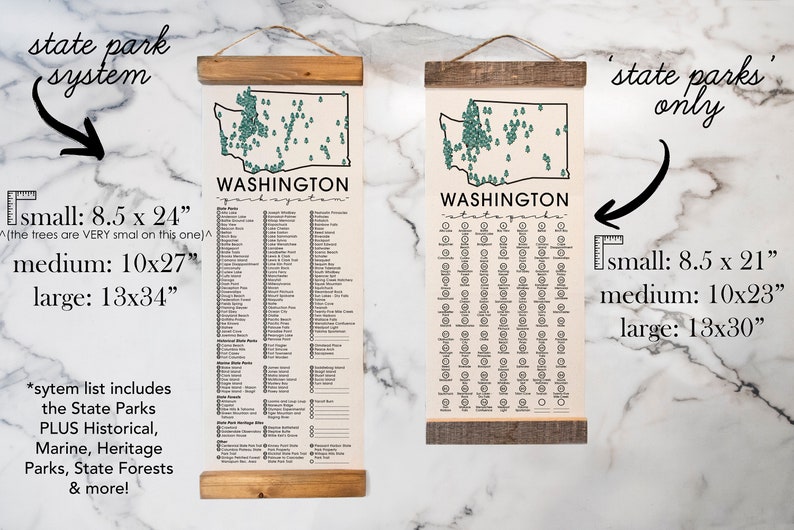 WA State Park Checklists WITH Pen // Washington State // Canvas Hanging Sign // Handmade Adventure Gift // Experience Explore Washington image 9